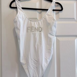 Fendi Ivory Textured Swimsuit